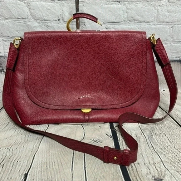 Maiyet Handbags - MAIYET Maroon Leather Messenger Bag w/ Gold Hardware Detachable Crossbody Purse